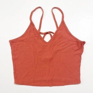 Destined orange ribbed crop top